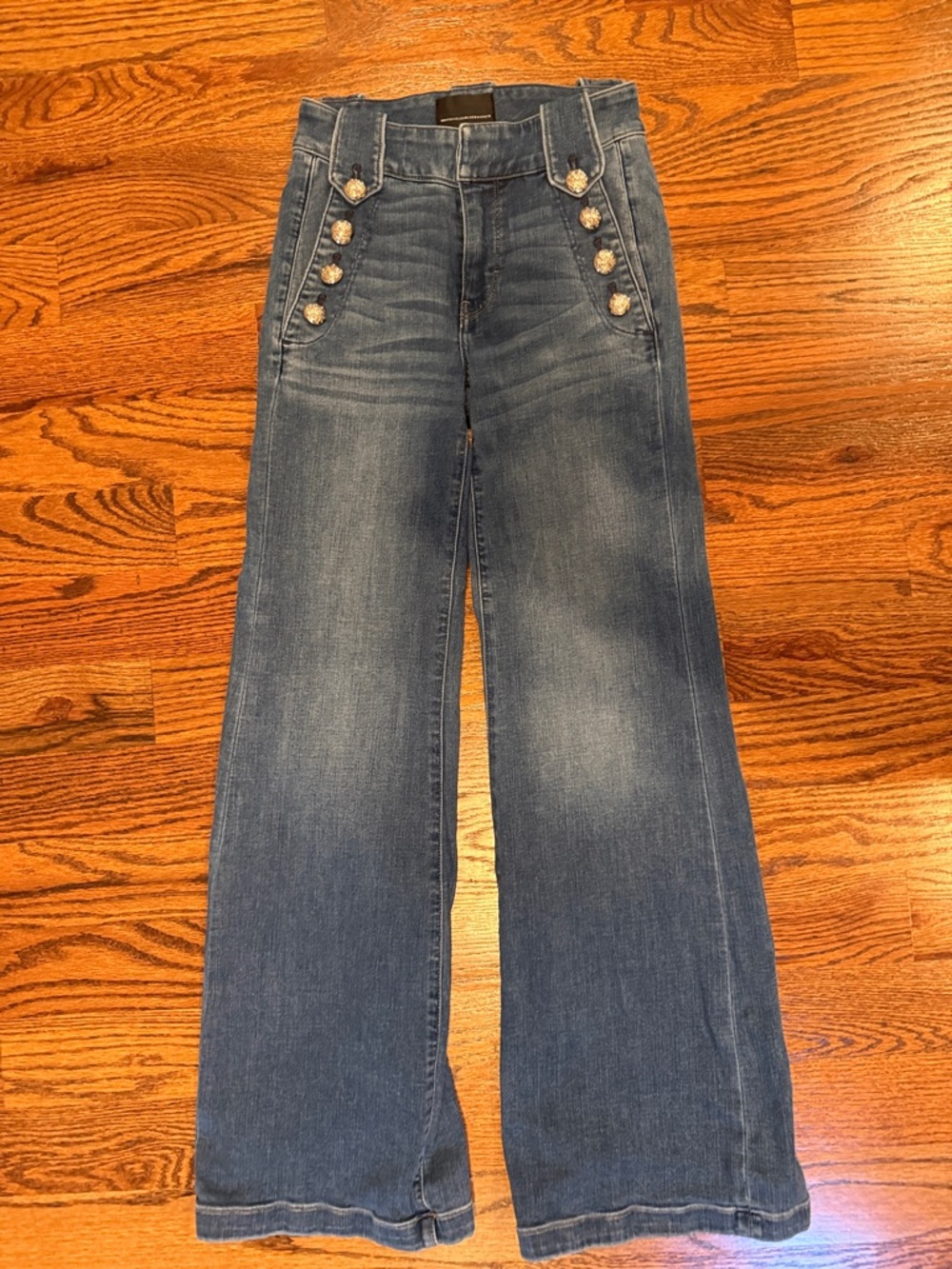 White House Black Market Blue Wide-Leg Button-Front Jeans